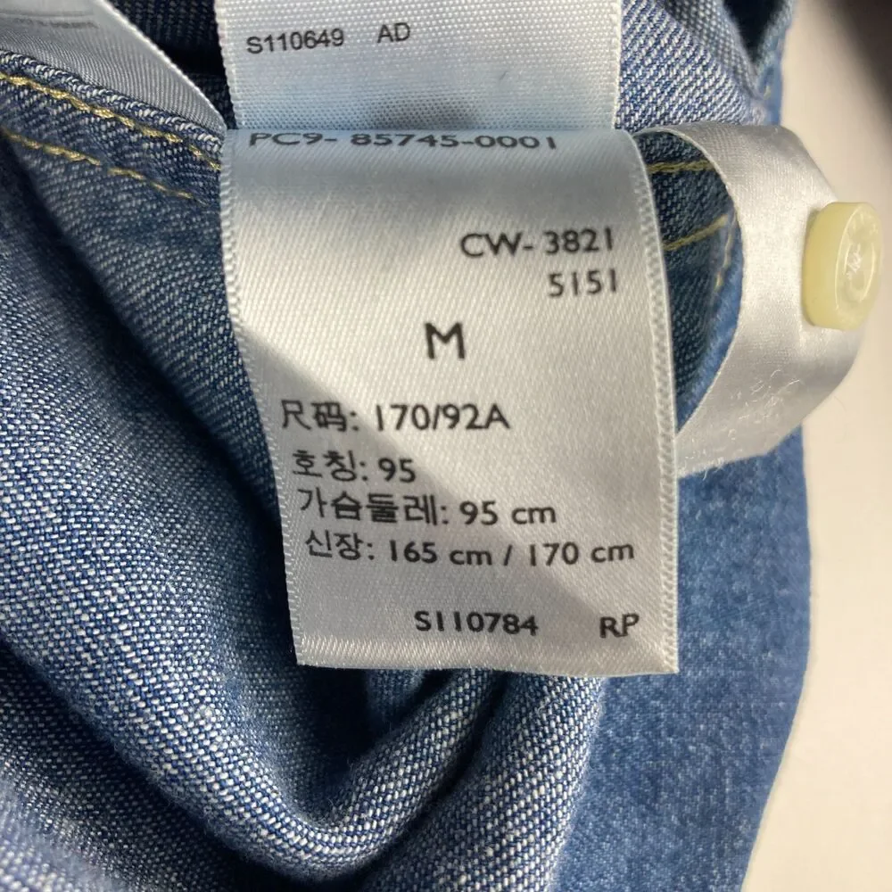 Levi’s Denim Western Shirt Mens Large Pearl Snap Standard Fit Blue Jean Shirt